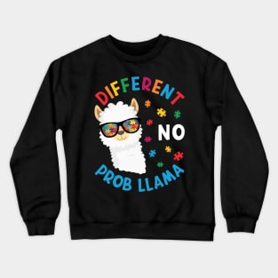 Different No Prob Llama Autism Awareness Crewneck Sweatshirt